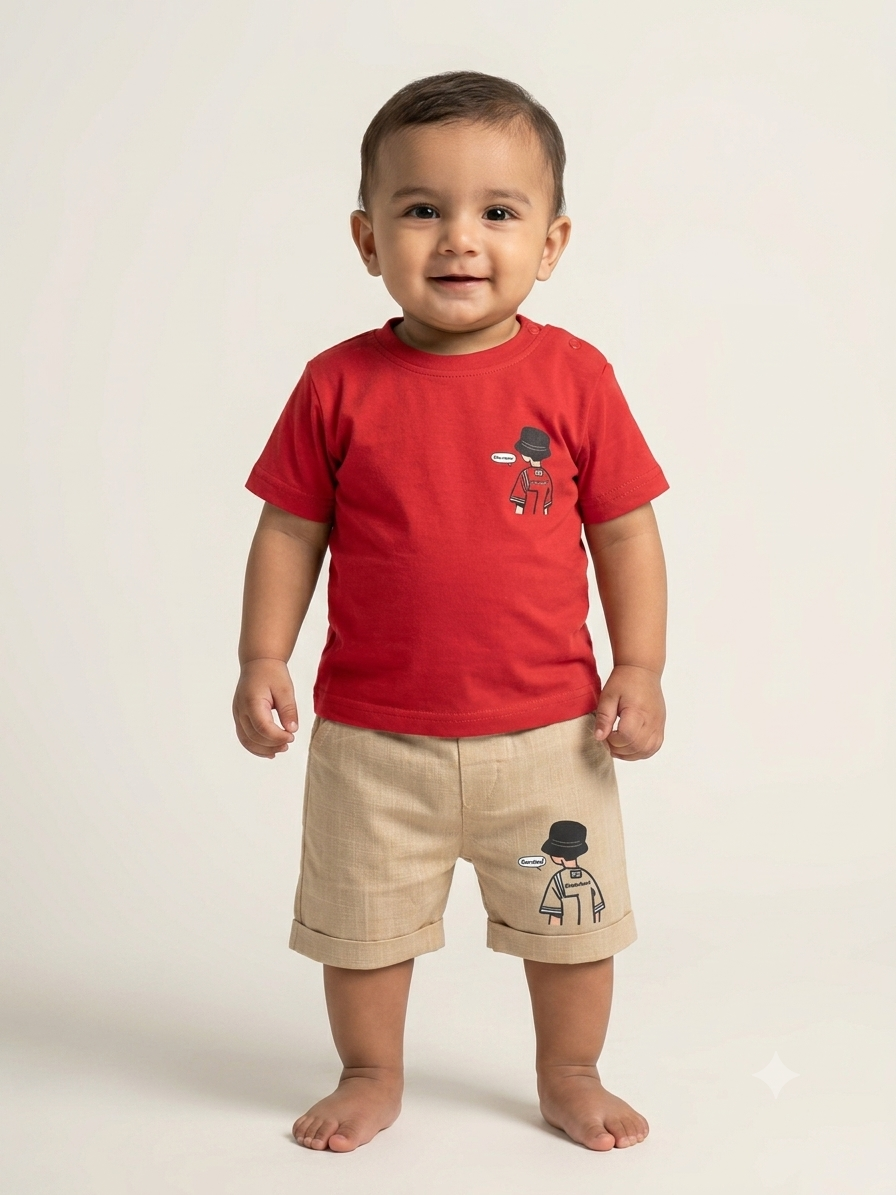 Boys Graphic Print Casual T-Shirt and Shorts Outfit Set