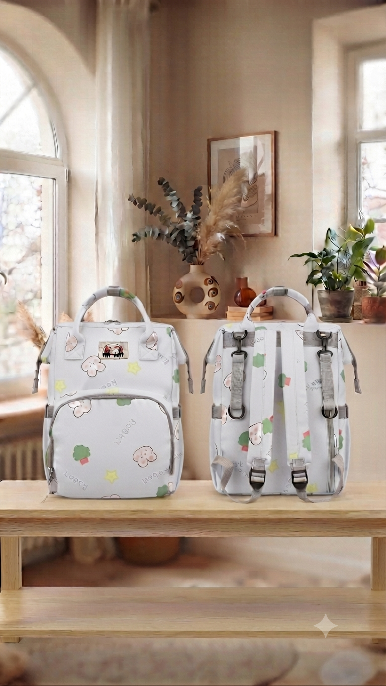 Charming Rabbit Print Diaper Bags with Spacious Compartments for Stylish Parenting and Traveling
