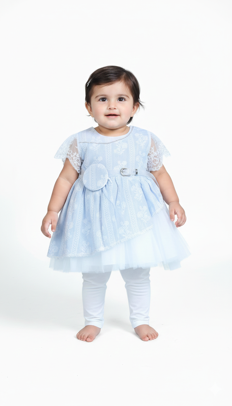 Elegant Pink Lace Trimmed Baby Tutu Dress With Comfortable White Leggings For Special Occasions