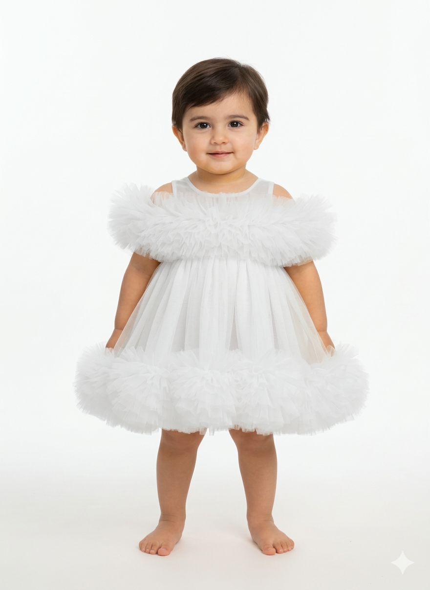Elegant Toddler Tulle Ruffle Party Dress in Multiple Colors for Birthdays and Special Occasions