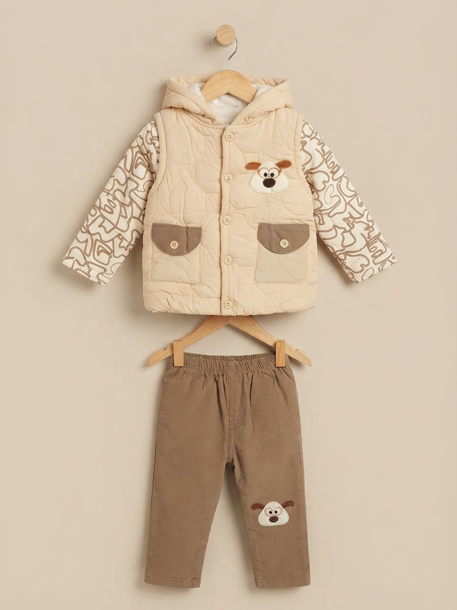 Cozy Kids Winter Outfit Set with Hooded Jacket and Comfortable Matching Pants