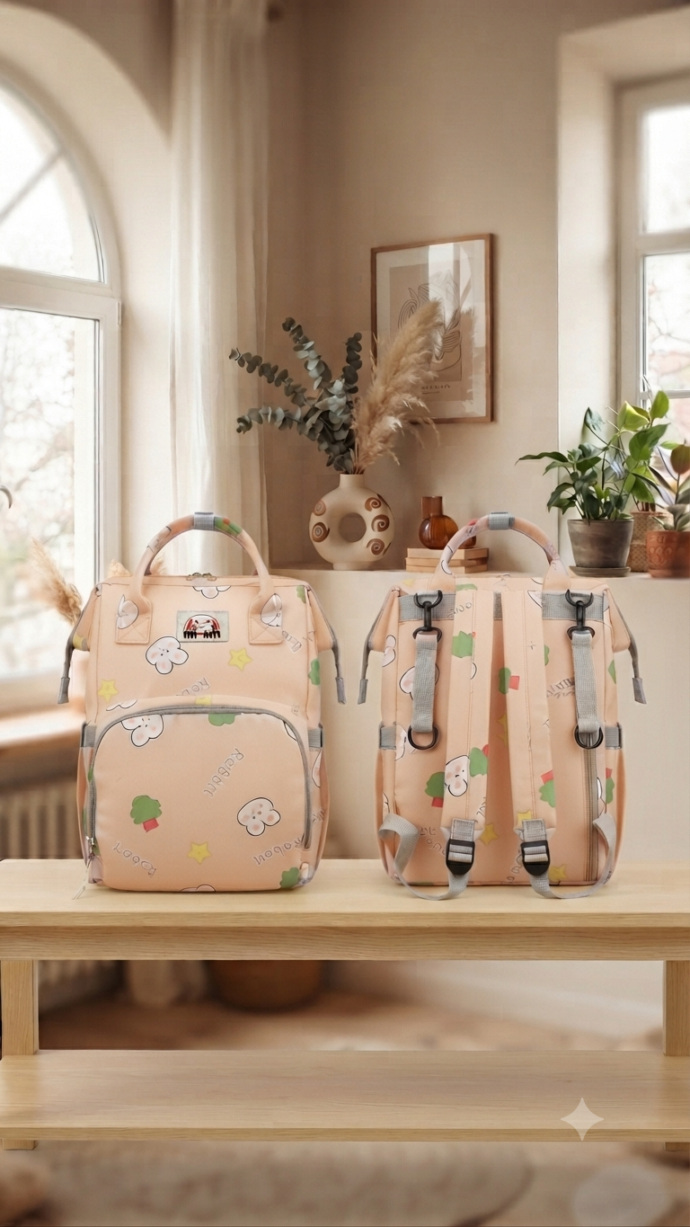 Charming Rabbit Print Diaper Bags with Spacious Compartments for Stylish Parenting and Traveling