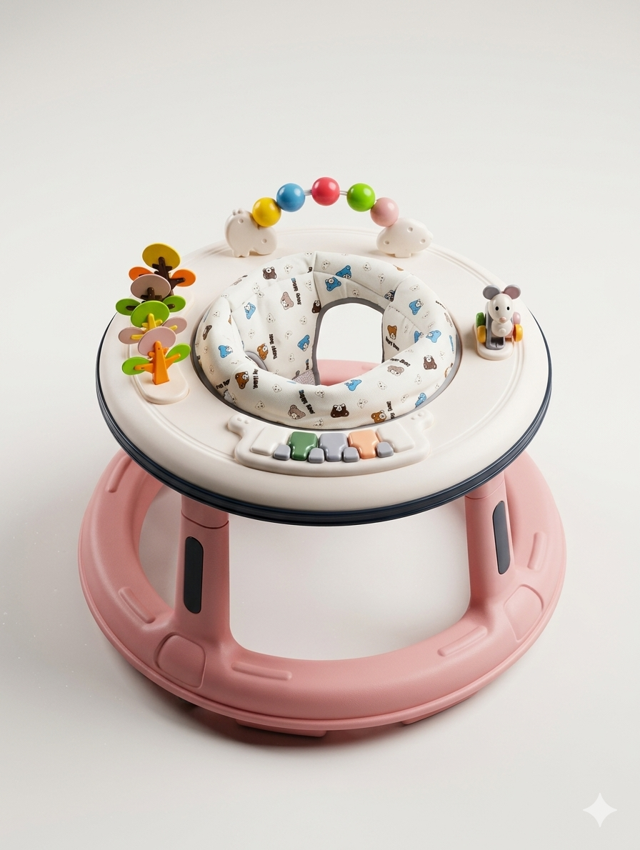 Interactive Baby Activity Center and Walker with Musical Piano, Sensory Toys, and Padded Seat