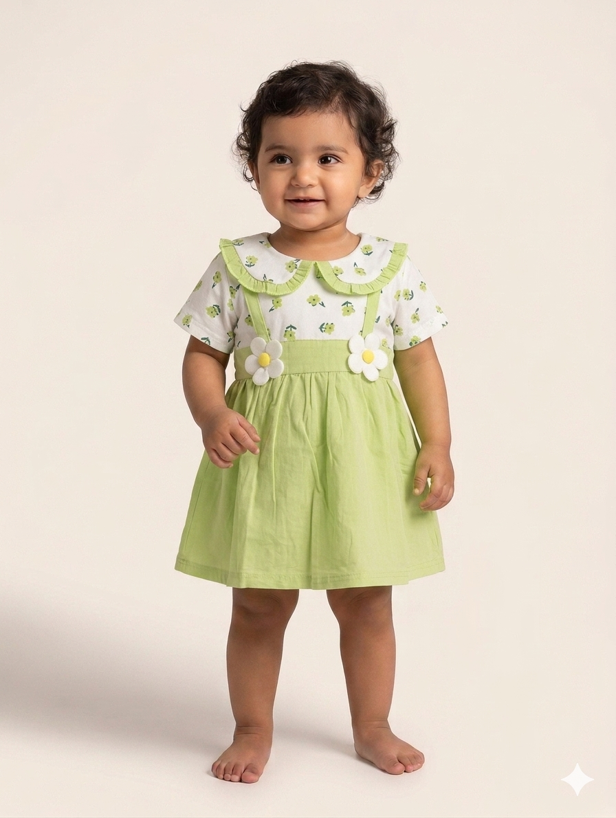 Adorable Toddler Girls Floral Pinafore Dress Set with Cute Daisy Accents for Casual Wear