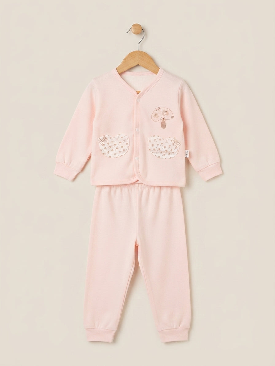 Baby Girl Cute Cotton Front Open Shirt And Comfortable Trouser Set For Daily Wear