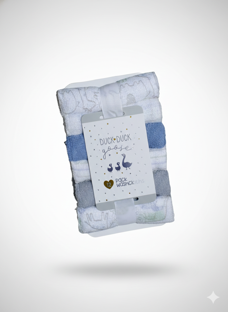 Product Title Duck Duck Goose Baby 12-Pack Washcloth Set | Soft Absorbent Terry Cloth | Mixed Blue Grey