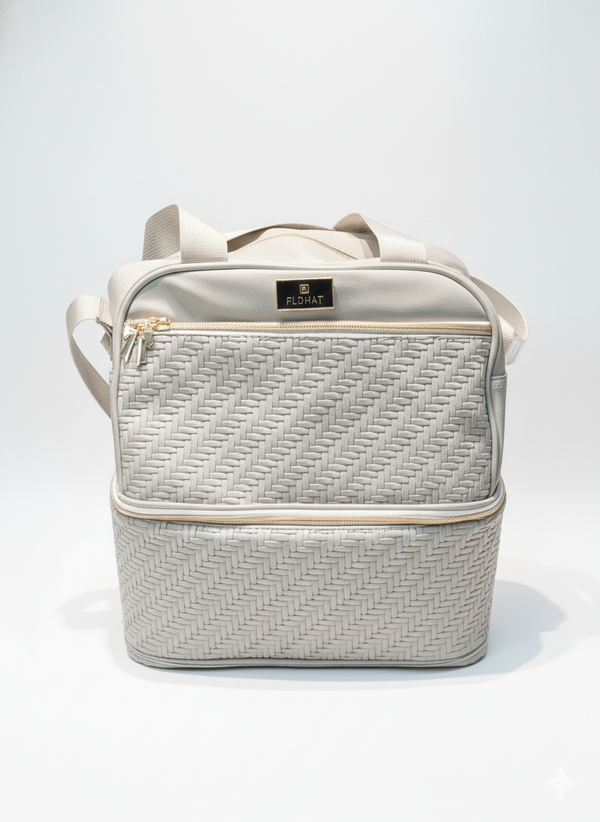 Premium Multi-Functional Woven Textured Diaper Bag and Travel Tote with Adjustable Shoulder Straps