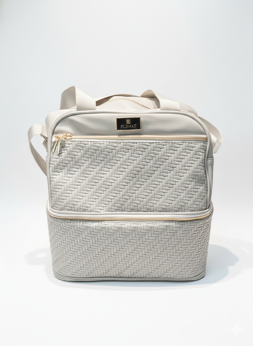 Premium Multi-Functional Woven Textured Diaper Bag and Travel Tote with Adjustable Shoulder Straps