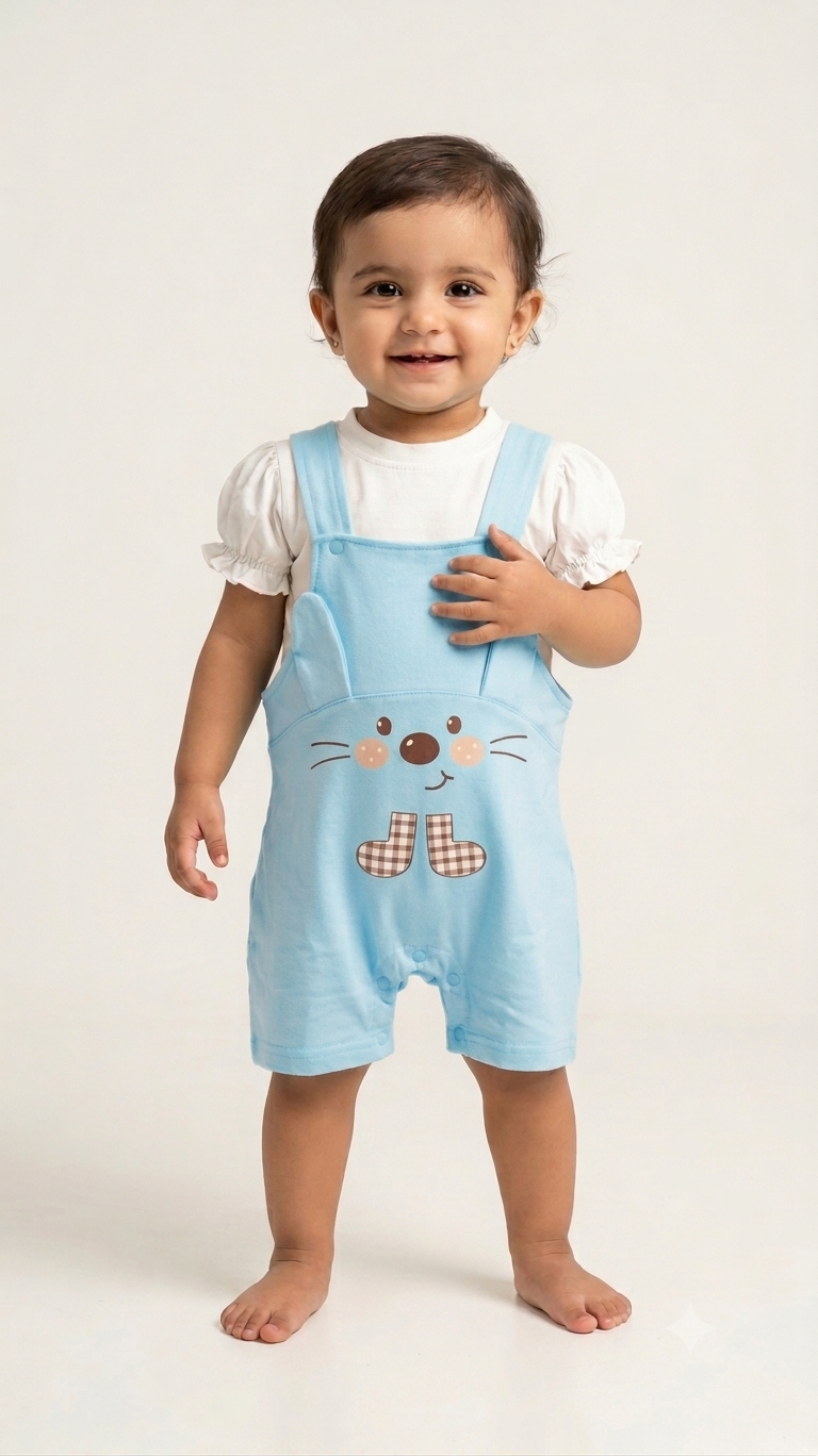 Adorable Baby Rabbit Overalls - Soft Cotton Summer Romper for Infants and Toddlers