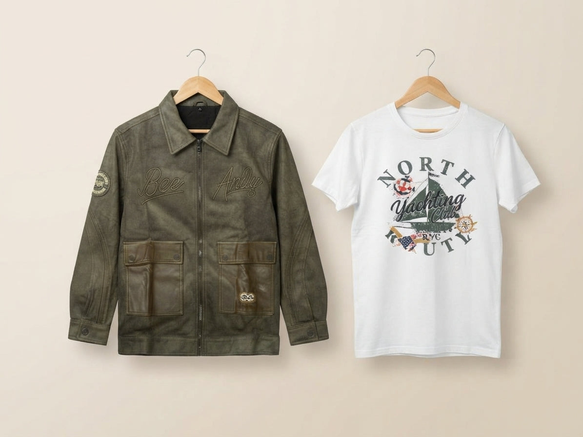 Stylish Kids Winter Jacket And Matching Cotton T-Shirt Outfit Set For Boys