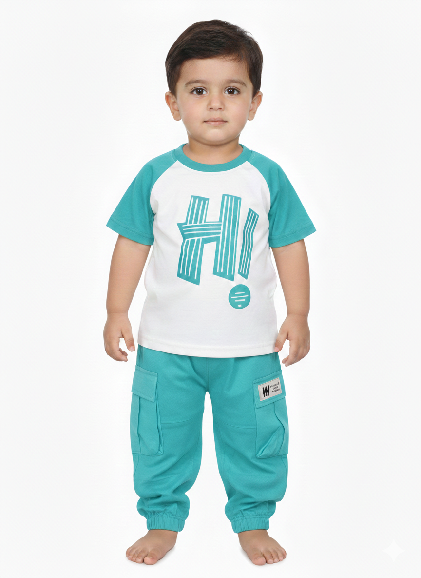 Toddler Boys Modern Graphic Raglan T-Shirt and Cargo Jogger Two Piece Active Set