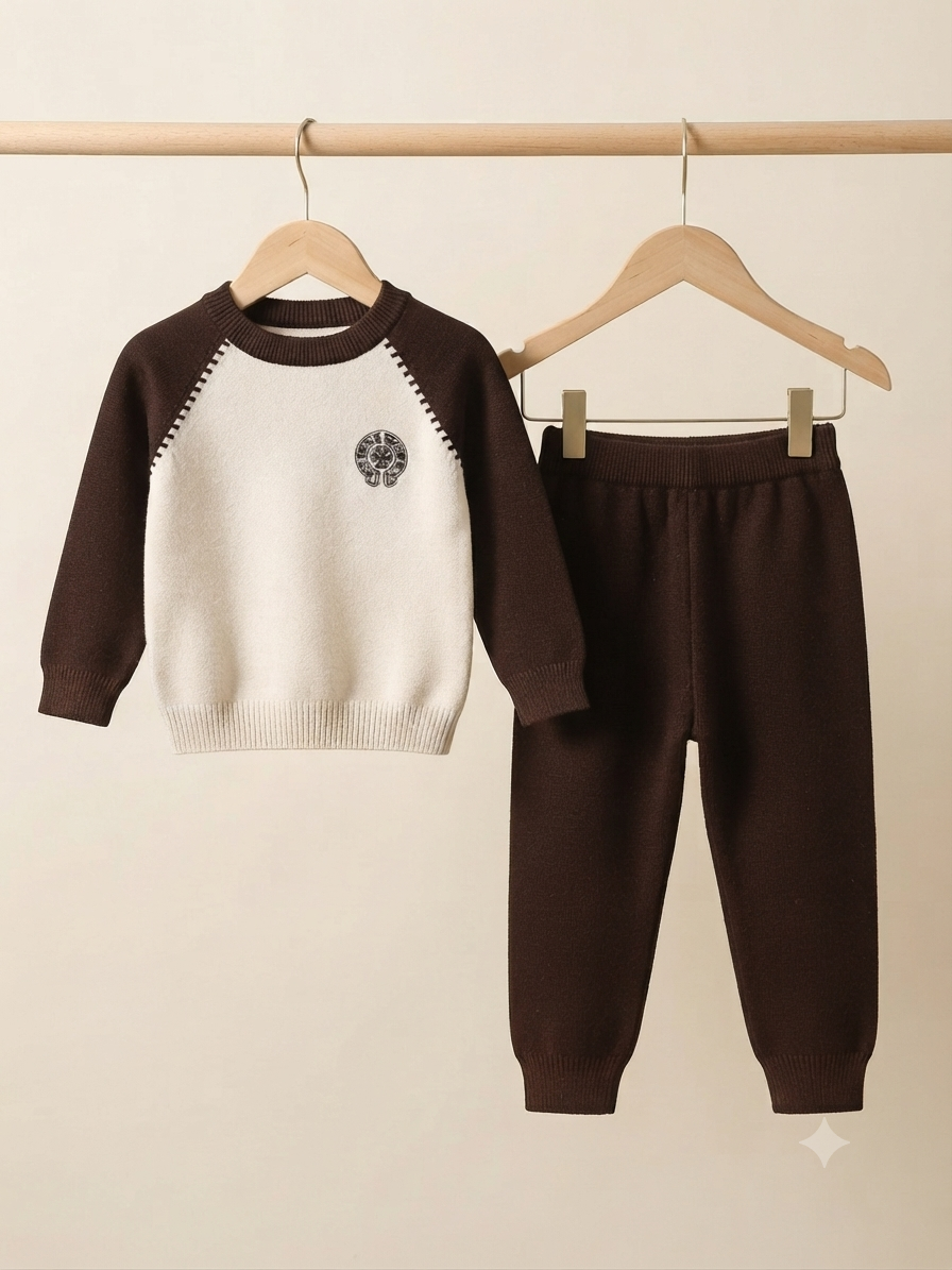 Cozy Knit Striped Sweater And Matching Jogger Pants Outfit Set For Casual Winter Wear