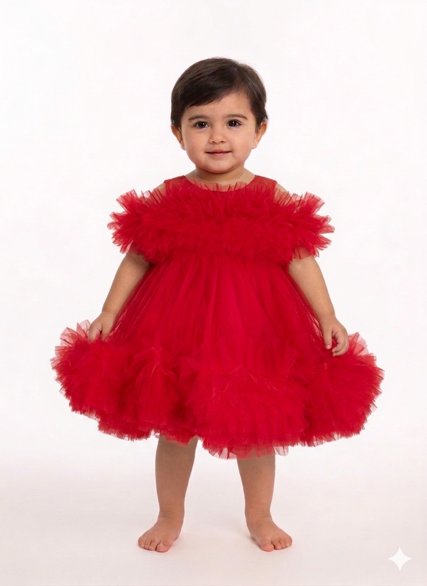 Elegant Toddler Tulle Ruffle Party Dress in Multiple Colors for Birthdays and Special Occasions