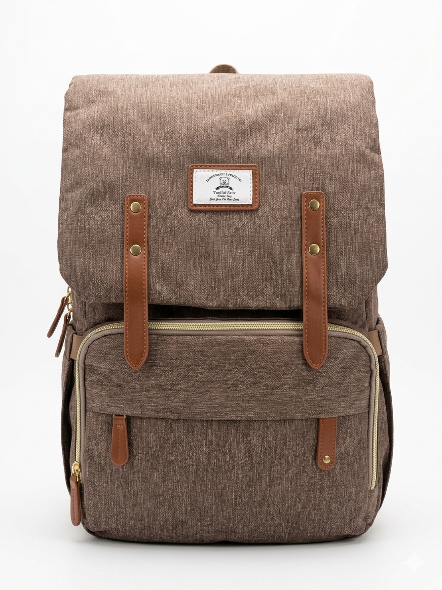 Terzini Bear Stylish Multi-Functional Diaper Bag Backpack with USB Charging Port and Changing Pad