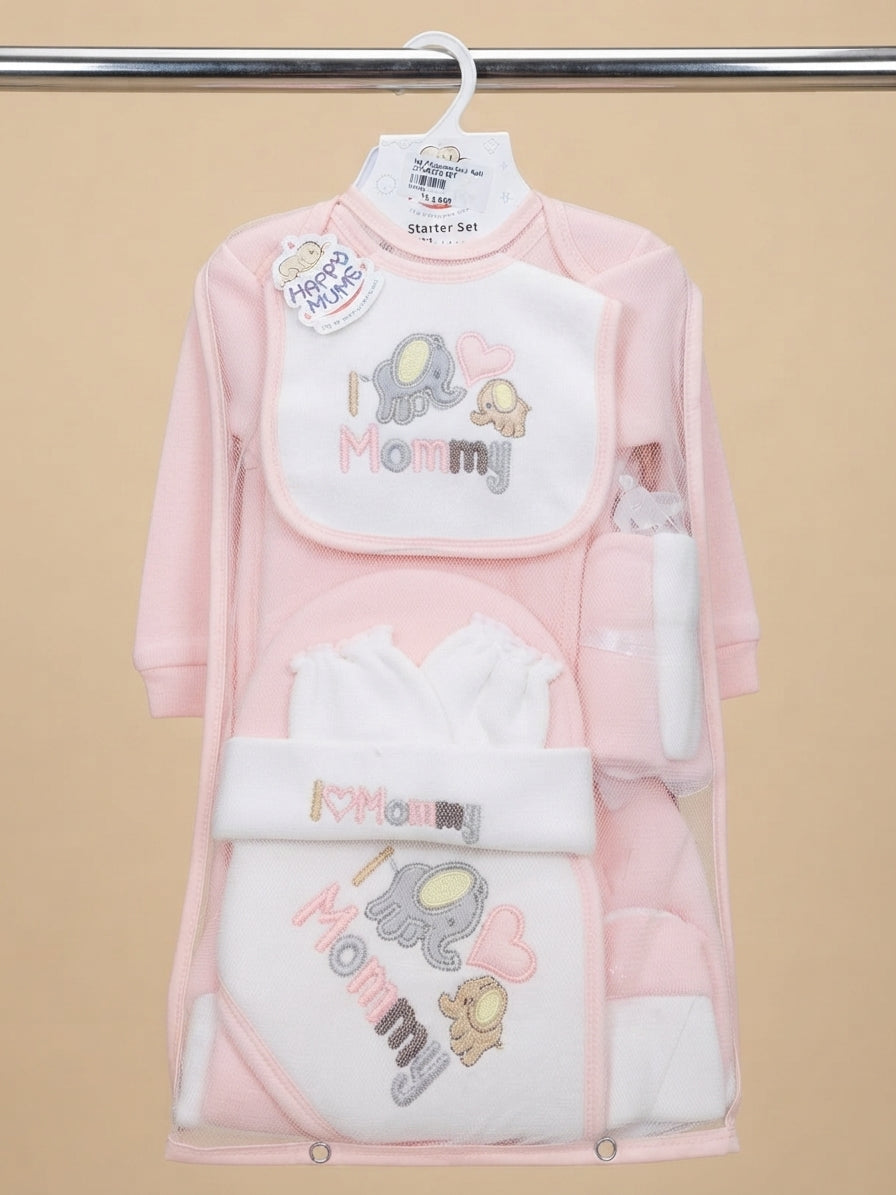 Premium Newborn Baby Starter Set Soft Cotton Clothing Mittens Cap Bib And Wrapping Sheet