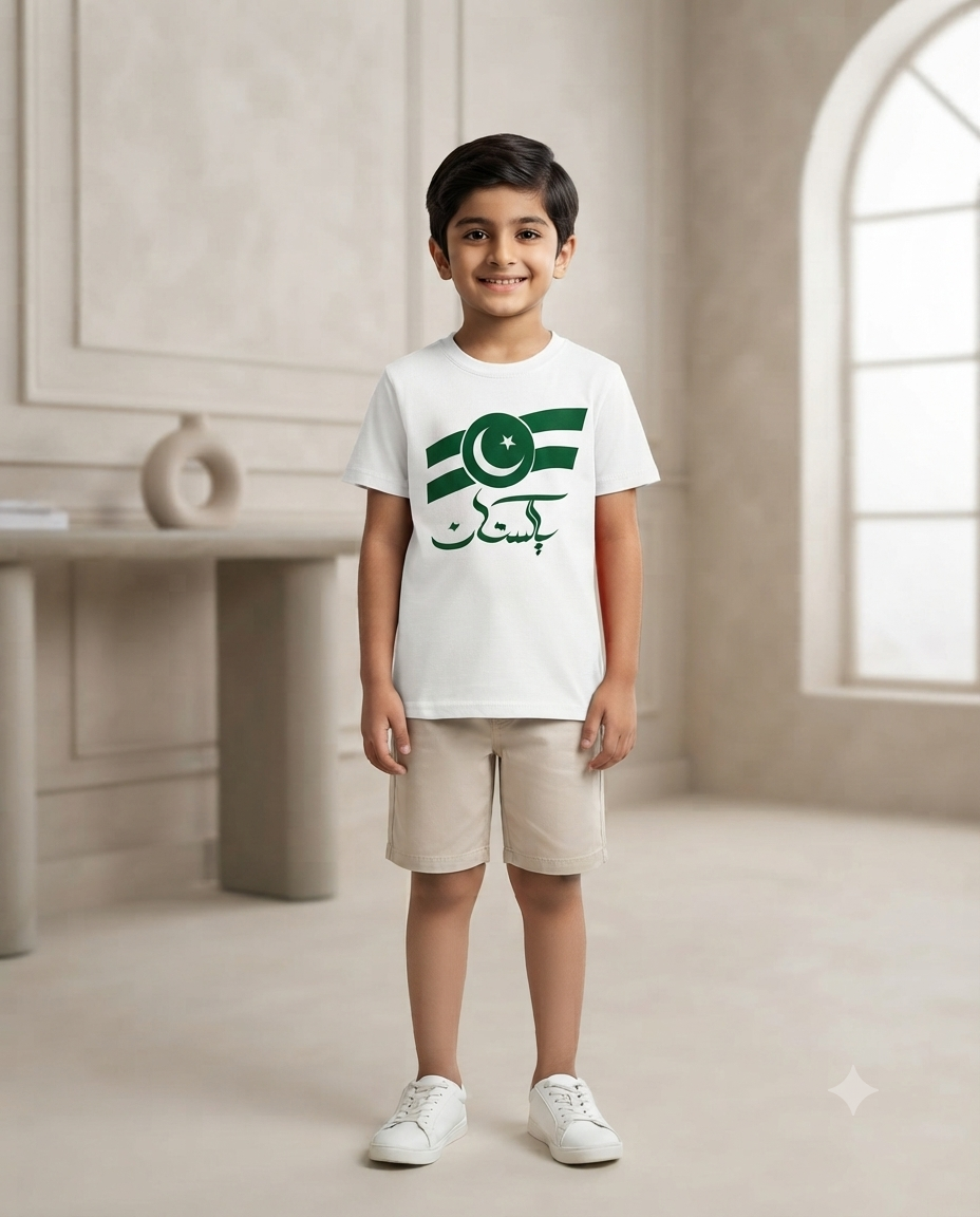 Pakistan Independence Day Premium Graphic T-Shirt For Kids Soft Cotton