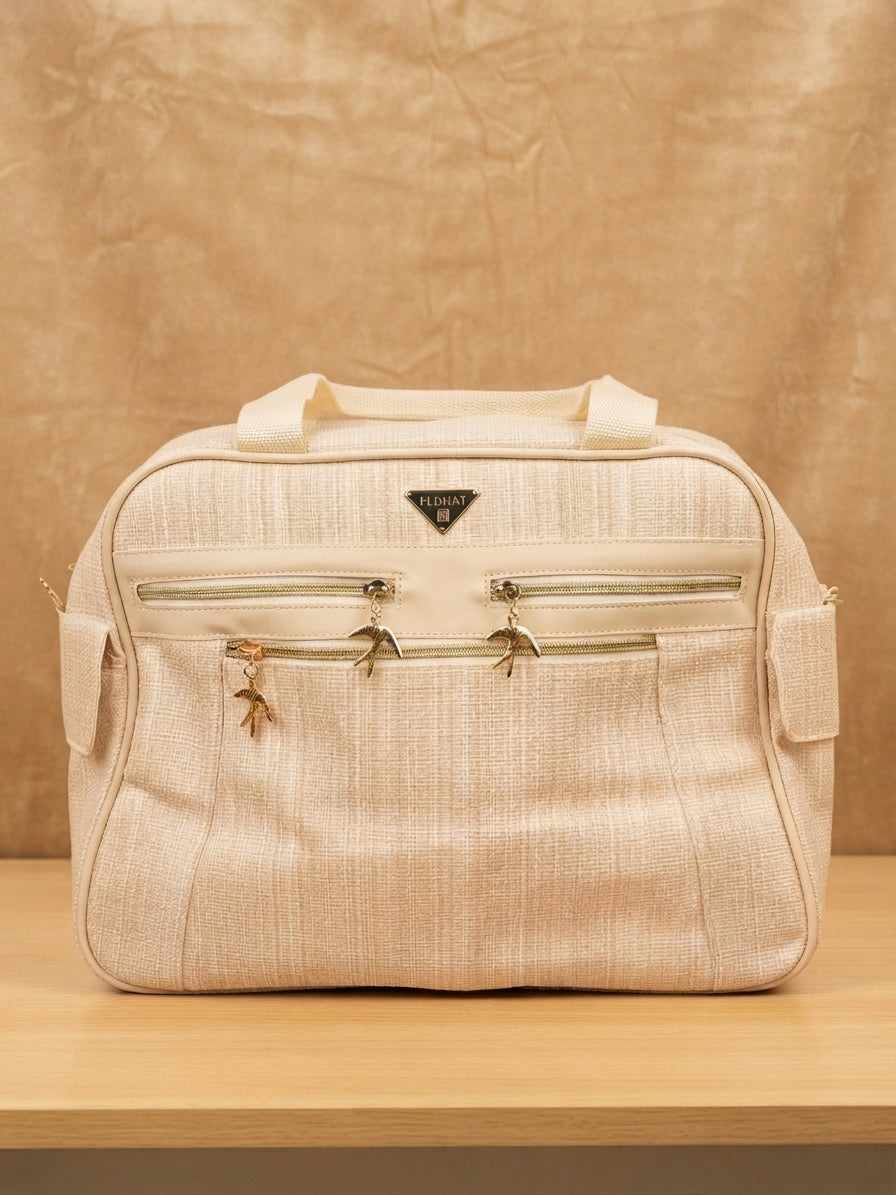 Stylish and Spacious Casual Travel Handbag with Multiple Zipper Pockets and Top Handles