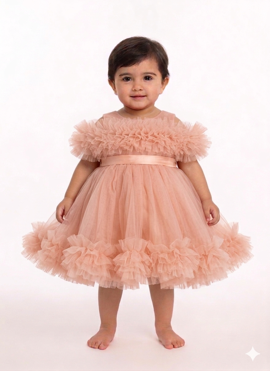 Elegant Toddler Tulle Ruffle Party Dress in Multiple Colors for Birthdays and Special Occasions