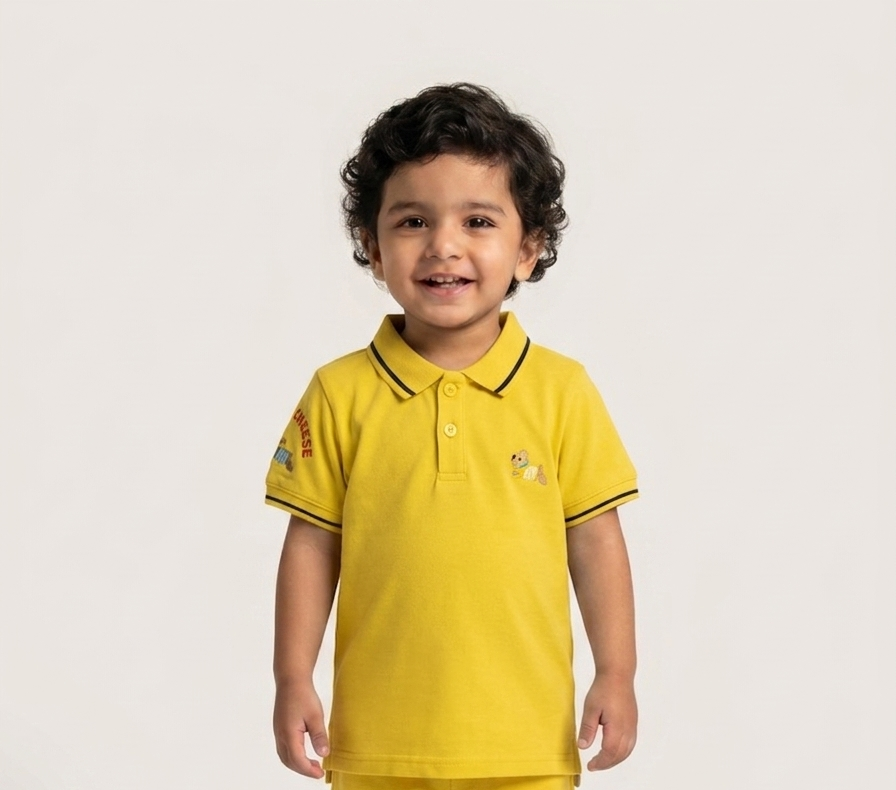 Boys' Two-Piece Cotton Polo Shirt and Shorts Set with Embroidered Detail and Contrast Tipping