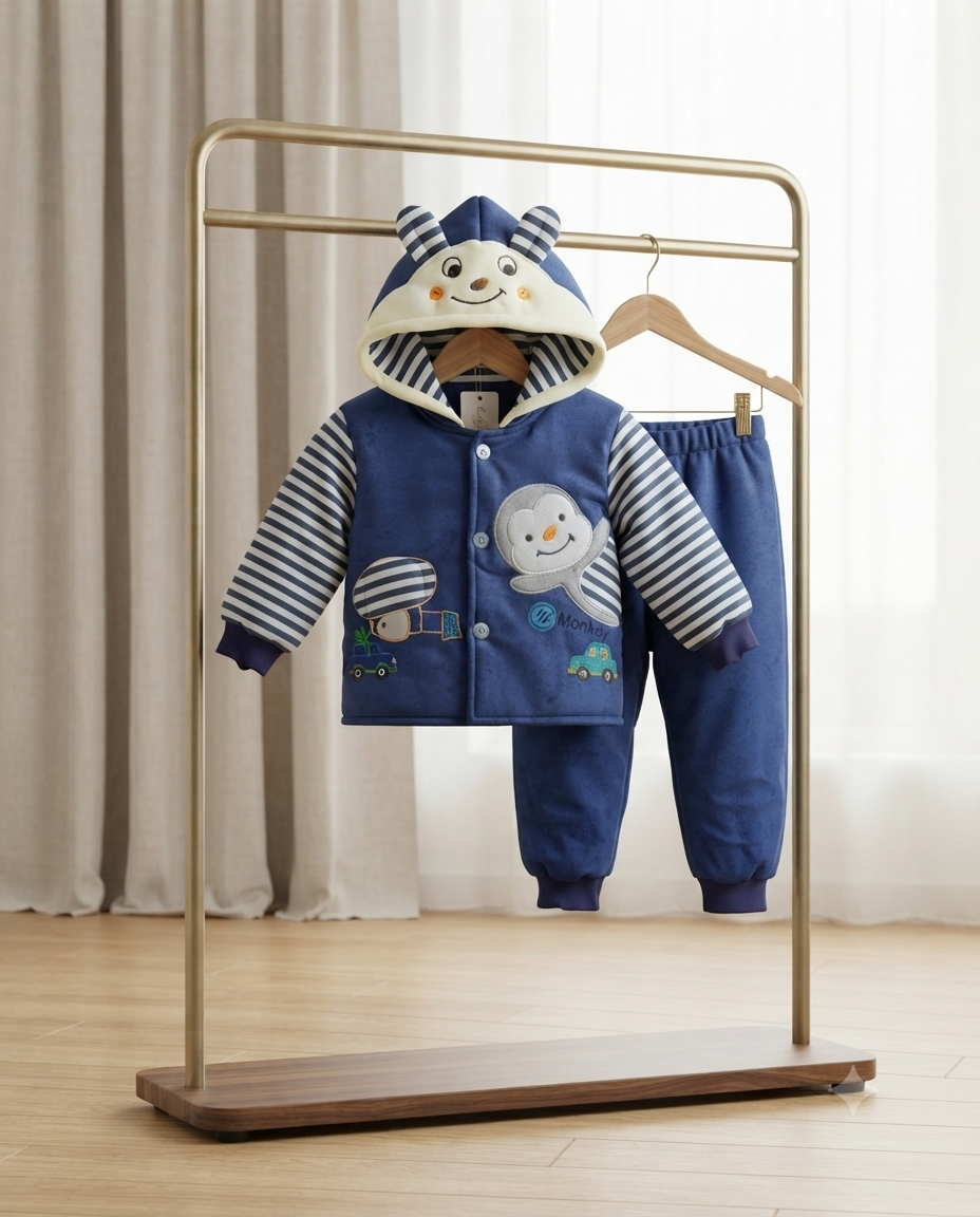 Cute Baby Fleece Hooded Jacket and Pants Set