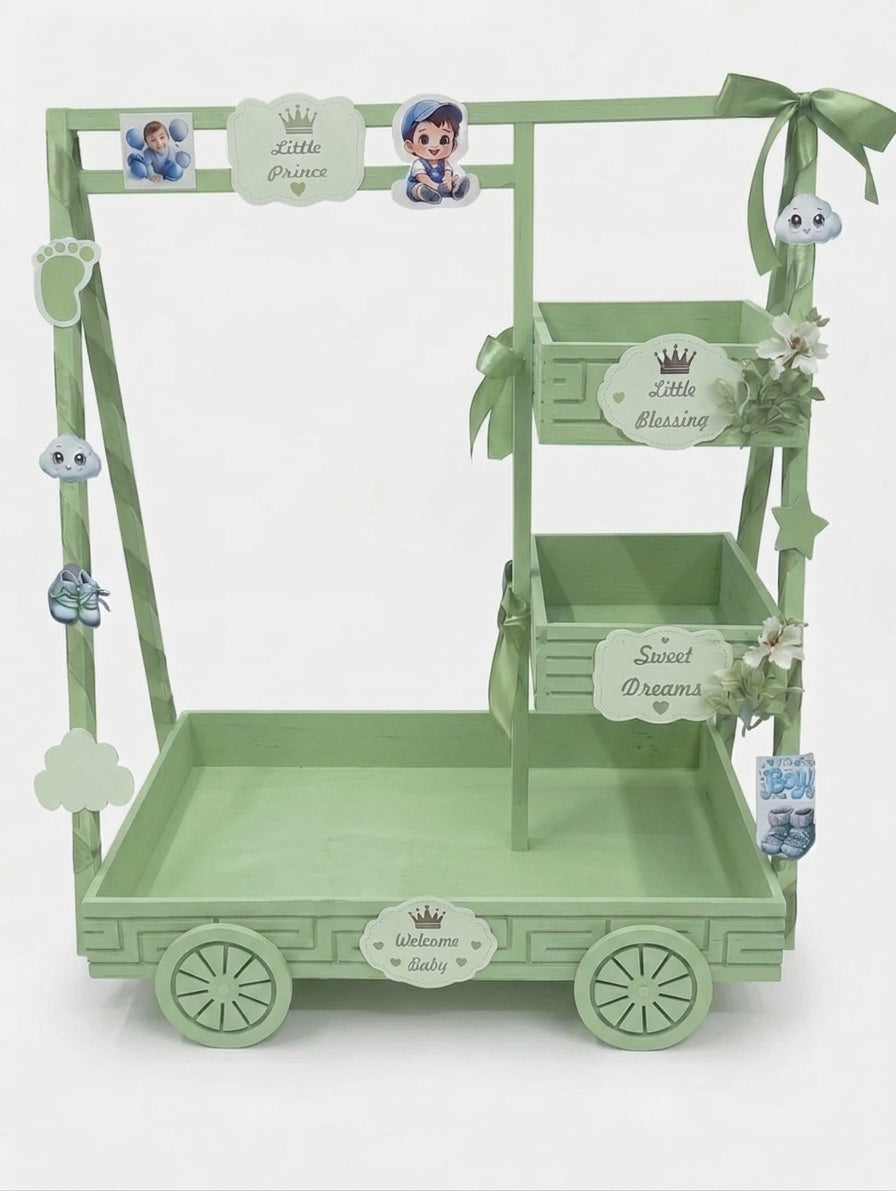 Decorative Baby Carriage Display Stand For Nursery Organizing Gift Hampers