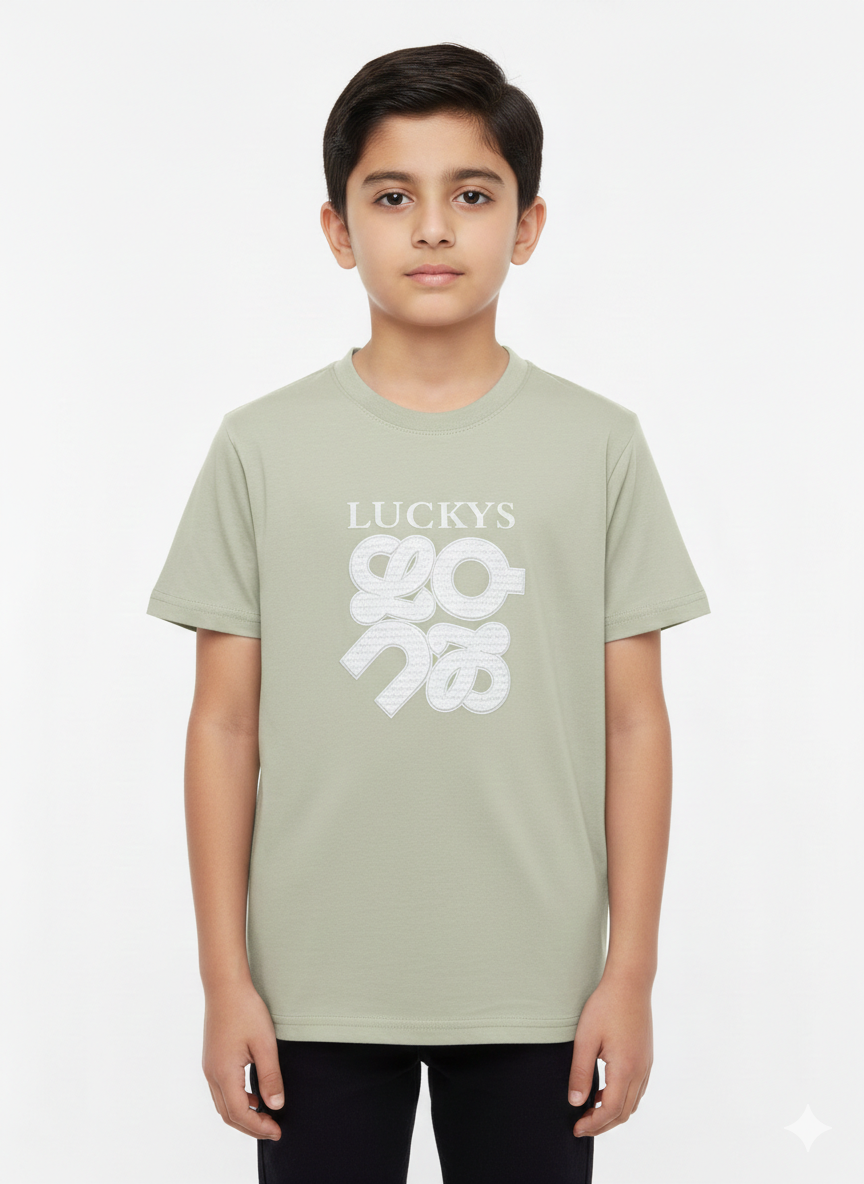 Trendy Boys "Lucky" Graphic T-Shirt Available In Multiple Vibrant Colors For Versatile Everyday Styling