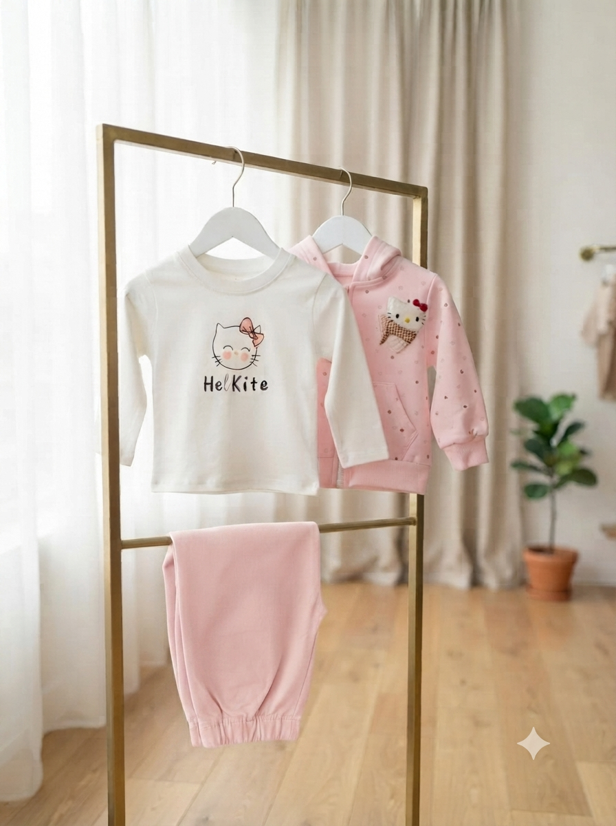 Charming Kids Long Sleeve TShirt Zip Hoodie And Comfortable Pants Clothing Set
