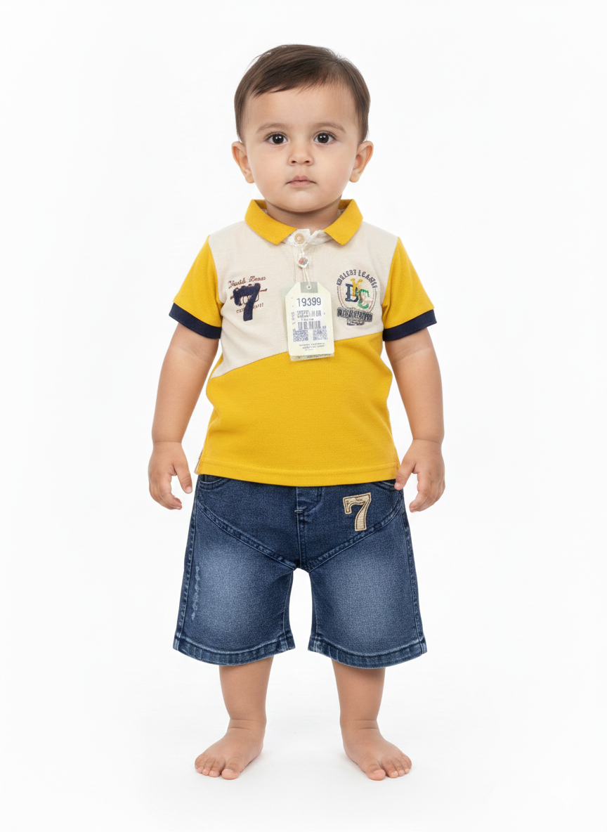 Premium Stylish Cotton Polo T-Shirts and Comfortable Denim Shorts Collection for Trendy Toddlers and Kids