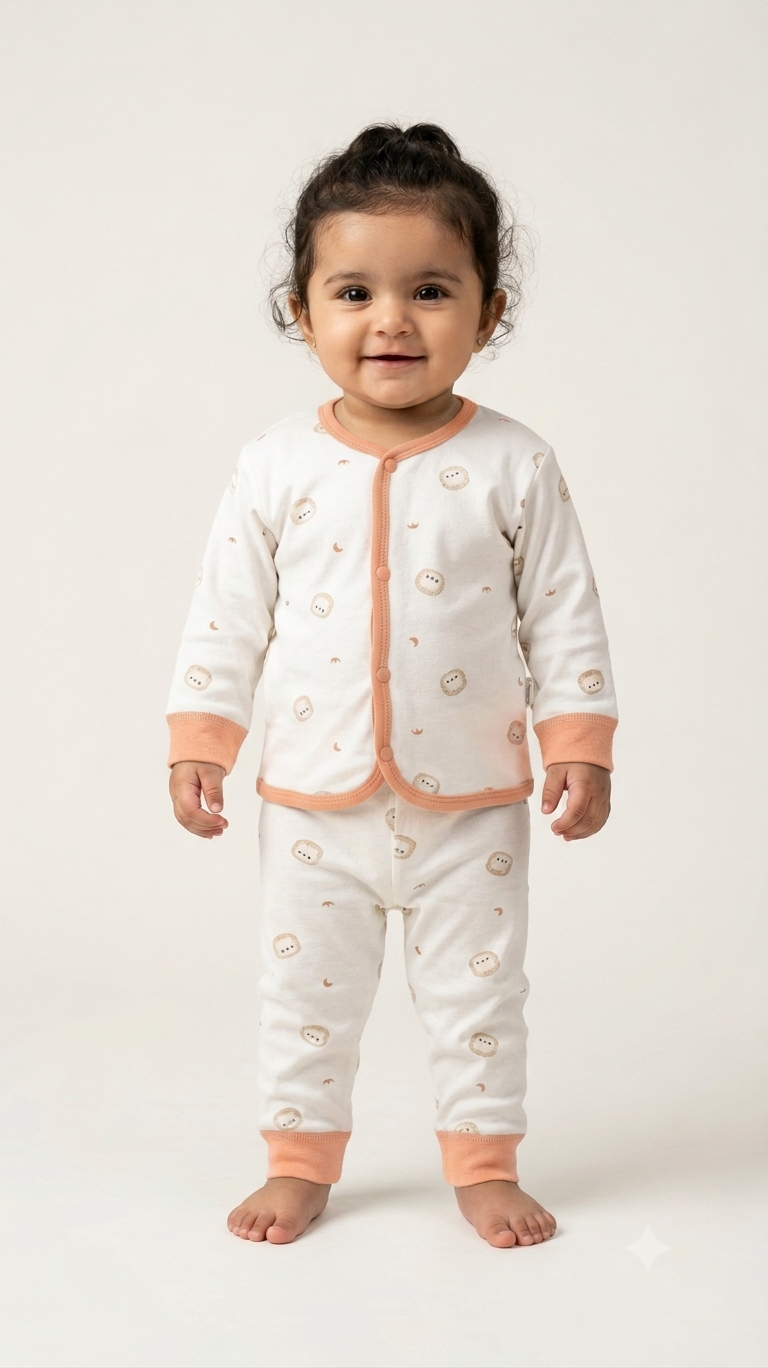 Ultra-Soft Breathable Cotton Baby Sleepwear Set Featuring Playful Moon and Star Print