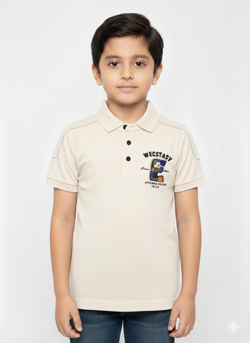 Smart Boys Polo Shirt Available In 5 Vibrant Colors With Elegant Contrast Shoulder Stitching