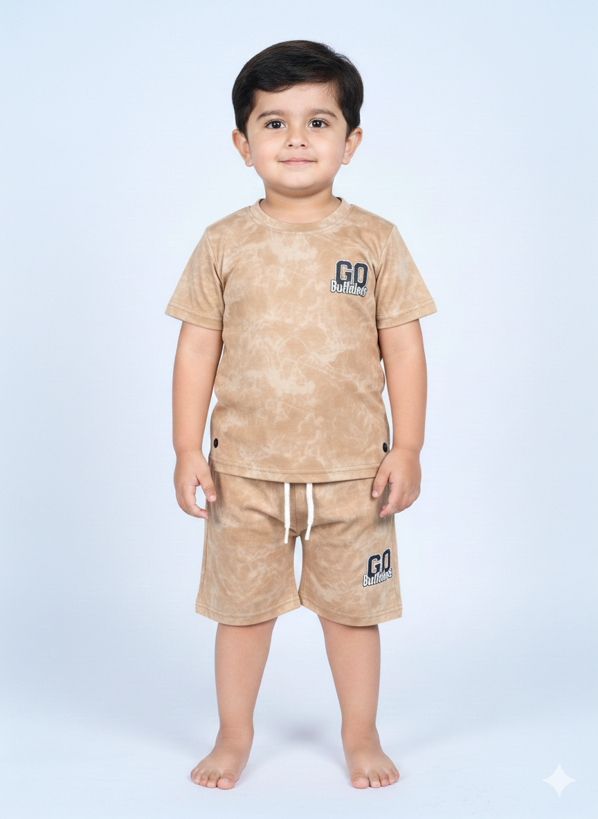 Baby Boys Two Piece Marble Wash Set Short Sleeve Graphic Tee And Matching Shorts