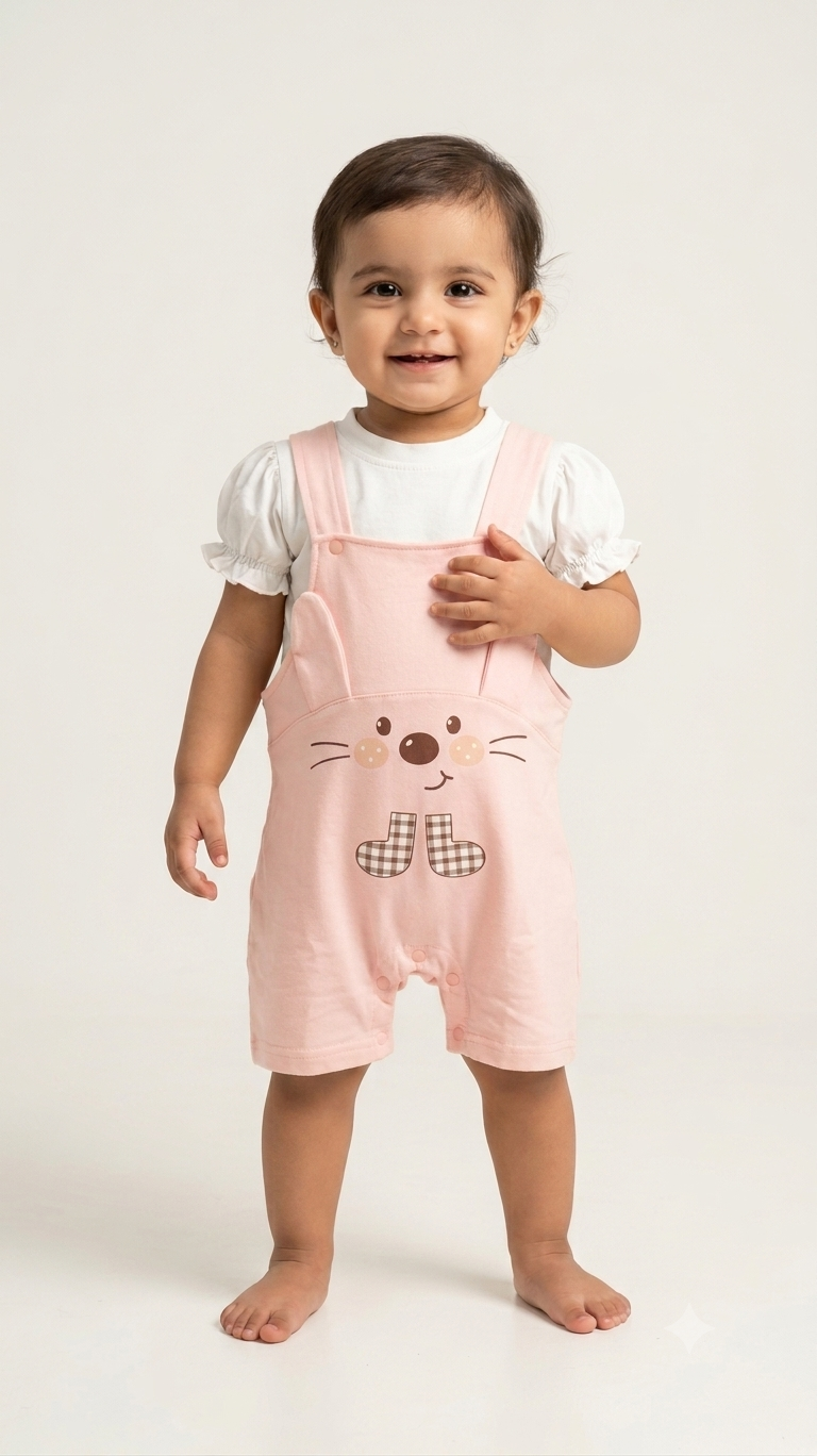 Adorable Baby Rabbit Overalls - Soft Cotton Summer Romper for Infants and Toddlers