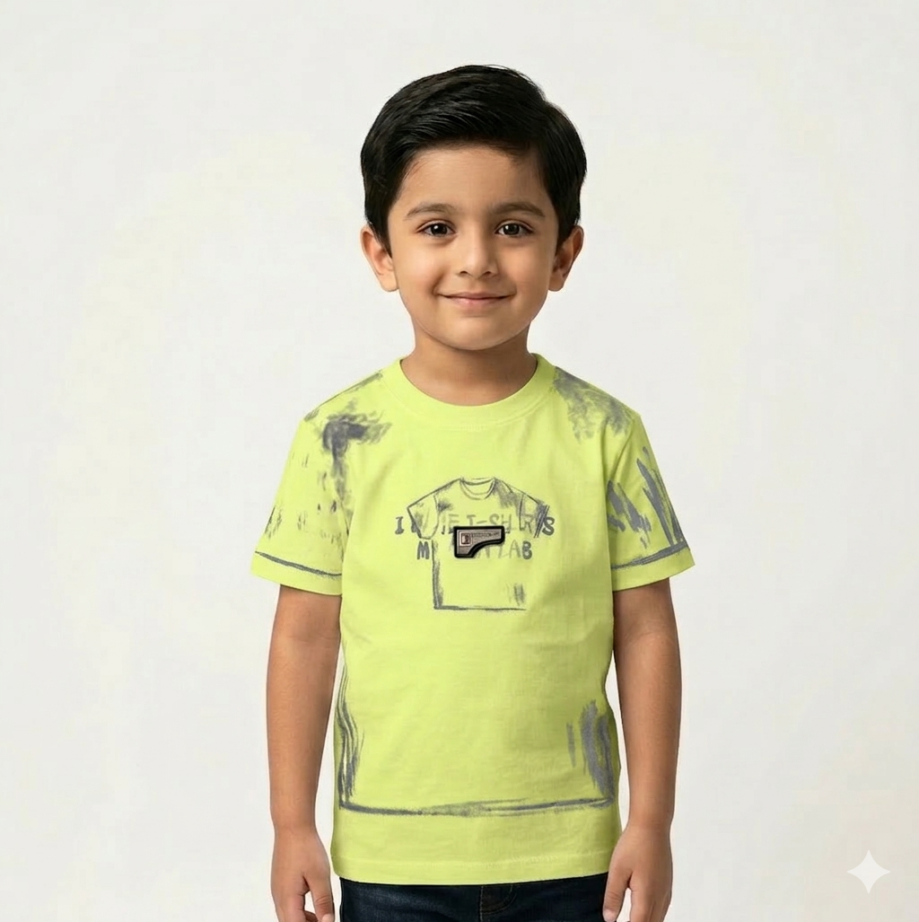 Boys Artistic Sketch Graphic Cotton Tee – Fun Short Sleeve Casual Crew Neck Summer T-Shirt