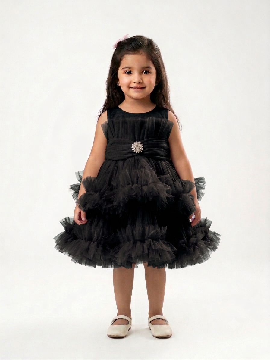Elegant Tulle Layered Party Dress for Girls – Premium Festive Occasion Wear
