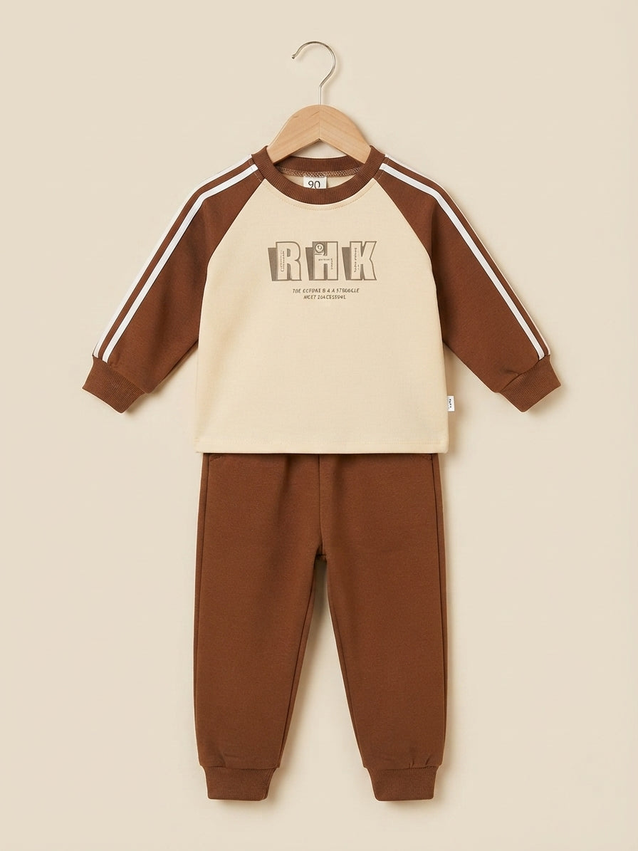 Stylish Kids Side Stripe Raglan Sweatshirt And Matching Trouser Outfit Set