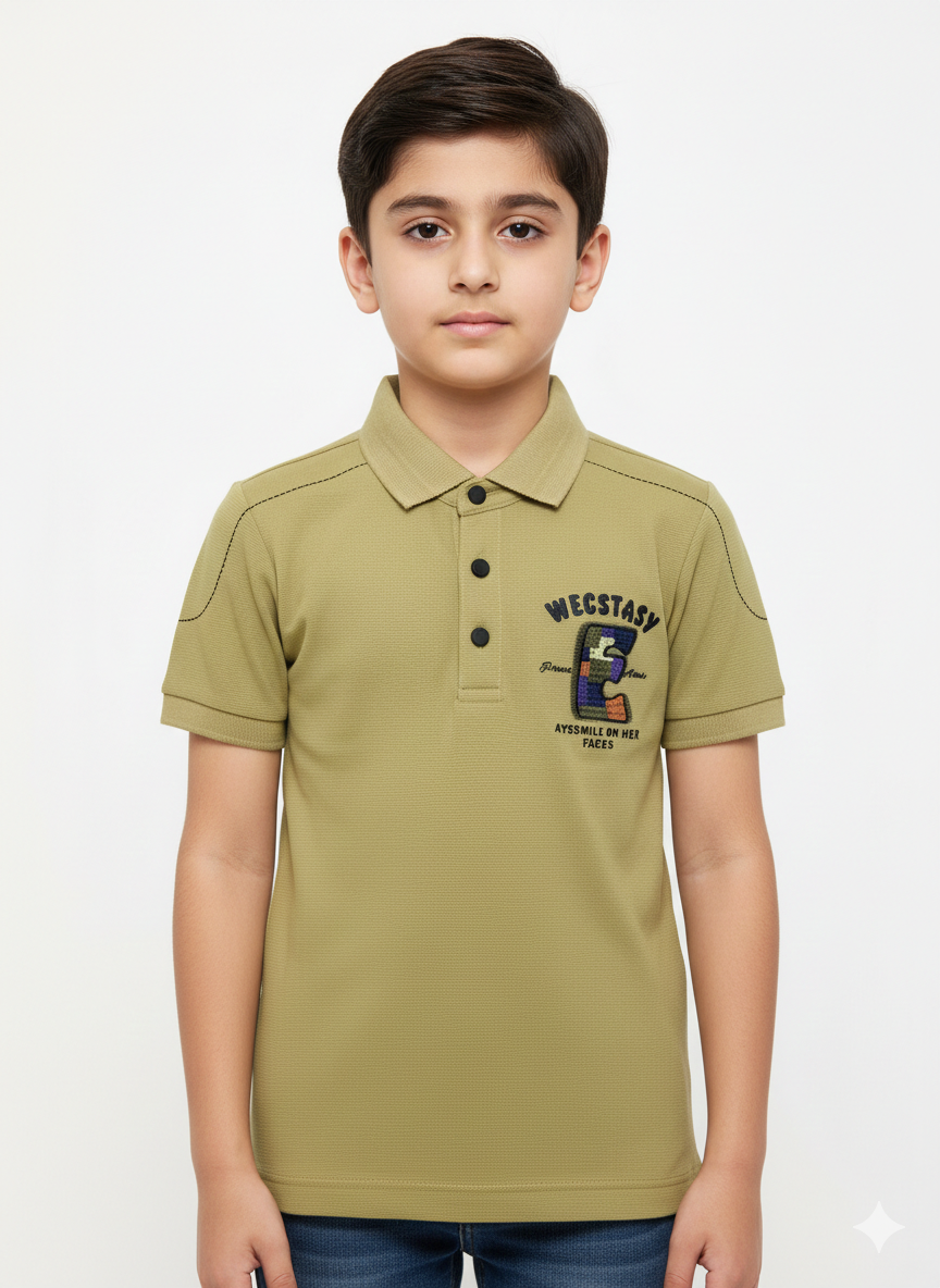 Smart Boys Polo Shirt Available In 5 Vibrant Colors With Elegant Contrast Shoulder Stitching