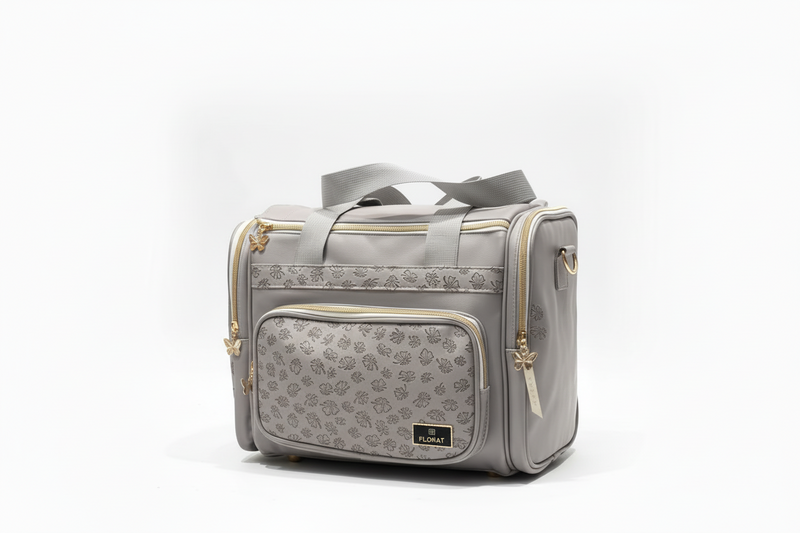 Premium Floral Embossed Diaper Bag with Butterfly Zippers and Multiple Large Functional Storage Pockets