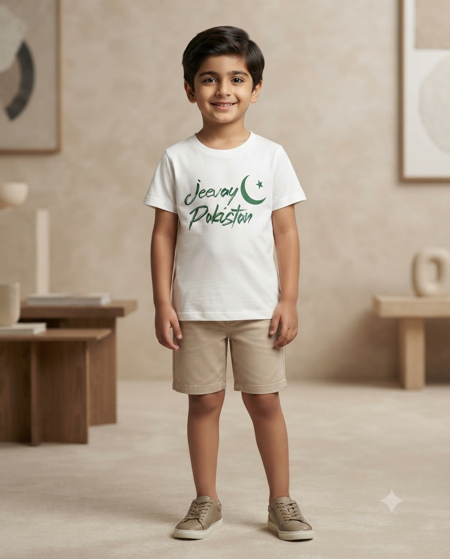 Pakistan Independence Day Premium Graphic T-Shirt For Kids Soft Cotton