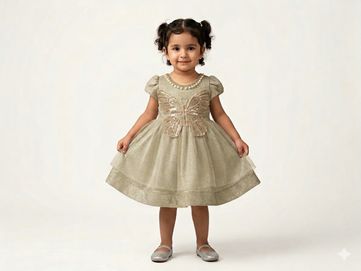 Adorable Toddler Girls Sparkly Butterfly Sequin Tulle Party Dress - Lavender Purple