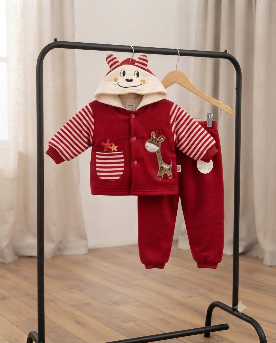 Cute Baby Fleece Hooded Jacket and Pants Set