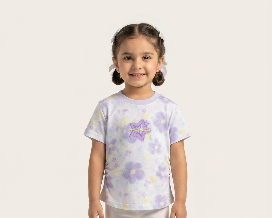 Toddler Girls' Floral Star Graphic Tee - Soft Cotton Short Sleeve T-Shirt in Pastel Colors