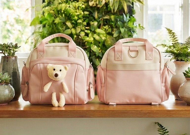 Cute Multi-Color Diaper Bags with Adorable Detachable Teddy Bears for Stylish Parents and Babies