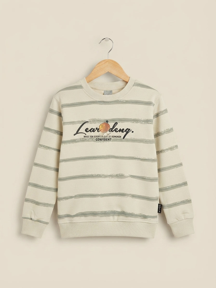 Stylish Striped Graphic Print Fleece Sweatshirt For Men And Women Casual Winter Wear