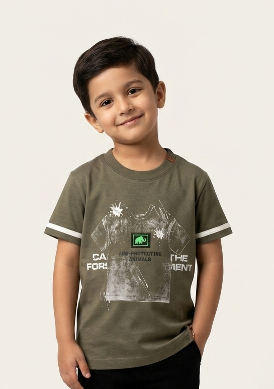 Kids Premium Cotton Graphic Tee Protecting Animals Soft Casual Summer T-Shirt Boys