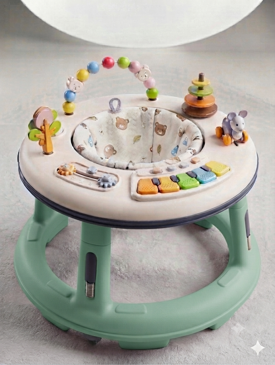 Interactive Baby Activity Center and Walker with Musical Piano, Sensory Toys, and Padded Seat