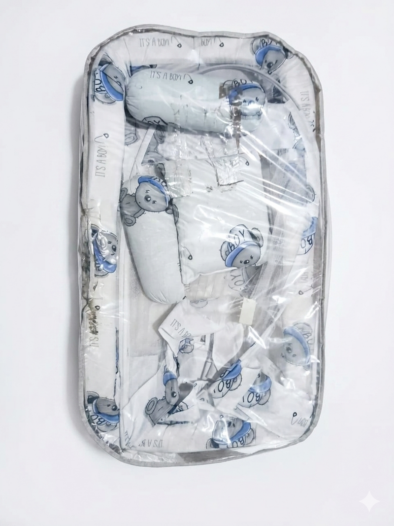 Complete Baby Bedding Set with Mosquito Net - Soft & Protective Portable Baby Nest