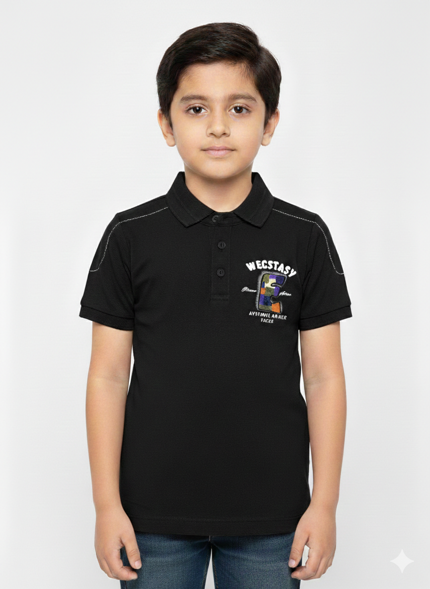 Smart Boys Polo Shirt Available In 5 Vibrant Colors With Elegant Contrast Shoulder Stitching