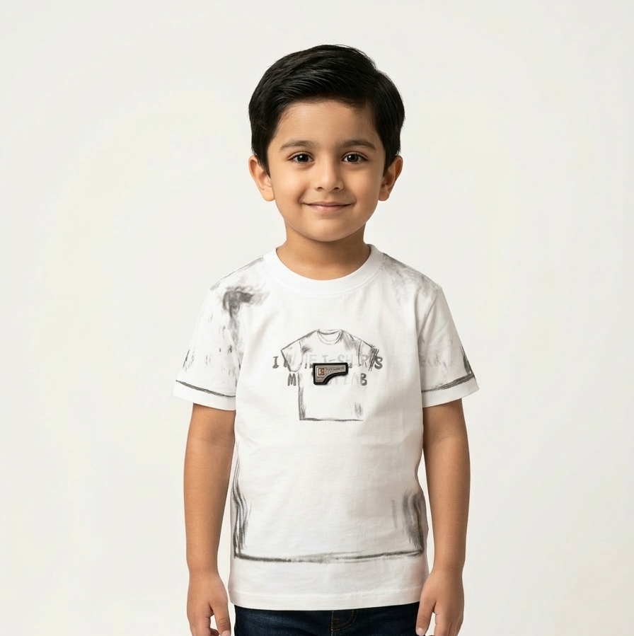Boys Artistic Sketch Graphic Cotton Tee – Fun Short Sleeve Casual Crew Neck Summer T-Shirt