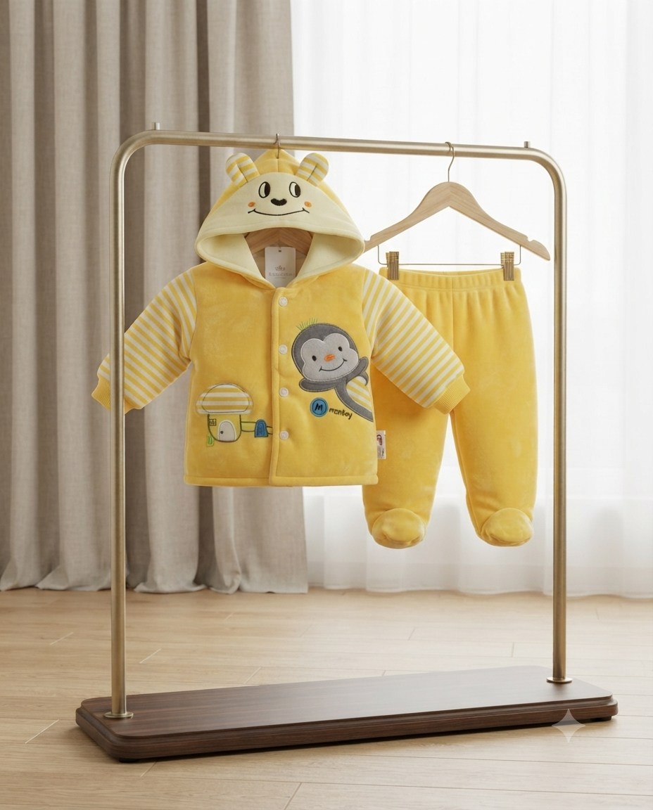 Cute Baby Fleece Hooded Jacket and Pants Set