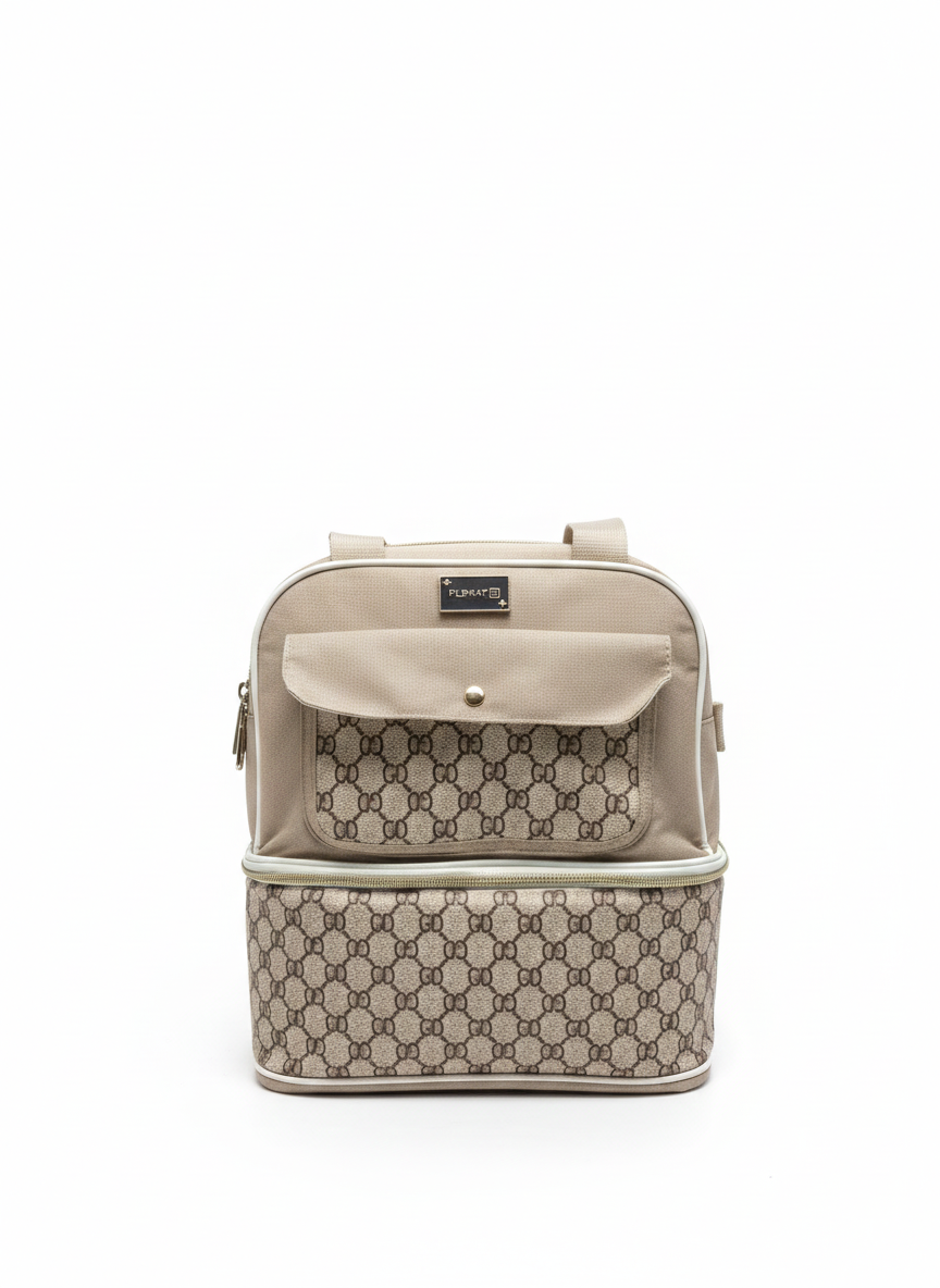 Premium Dual-Compartment Insulated Diaper & Lunch Bag – Elegant Geometric Pattern